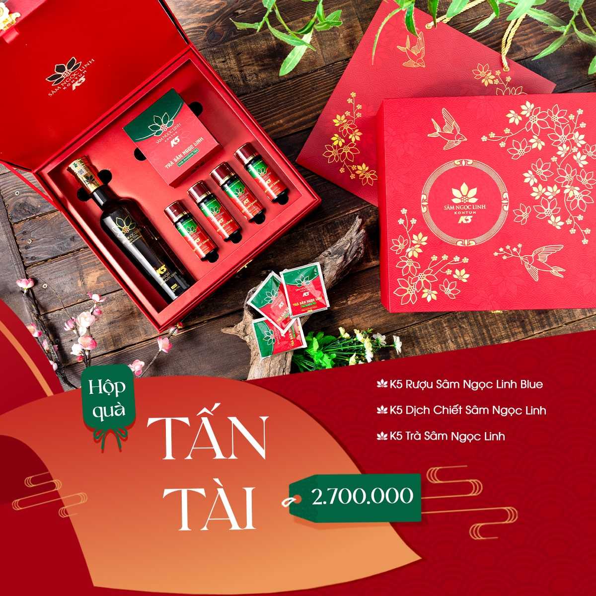 Hộp Quà Tấn Tài - Sâm Ngọc Linh K5